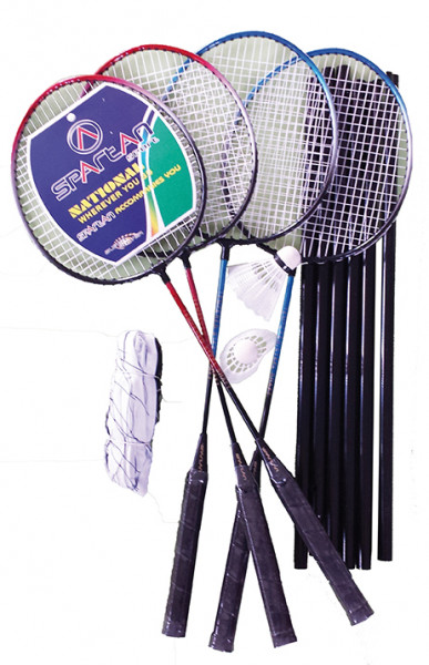 Badminton Set für 4 Spieler mit Netz und Bällen